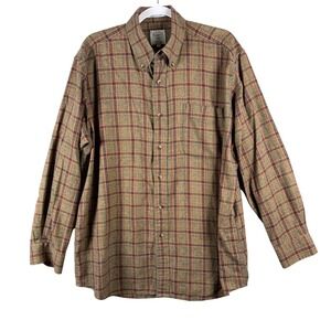 Forsyth Mens Large Shirt Brown Plaid Cotton Button Down Vintage Cabin Gorpcore‎